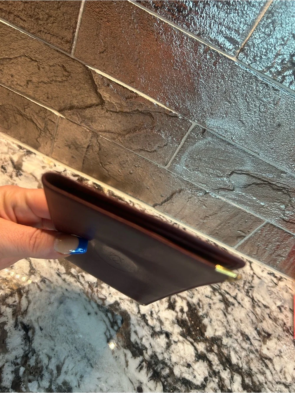 Cartier Burgundy Leather Money Clip with Gold Corner Accents